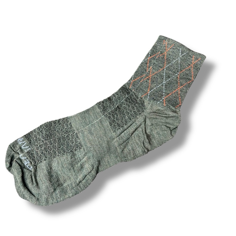Pearl Izumi Merino Wool Ankle Socks Mens Size XL Forest Orange 1 Pair Argyle